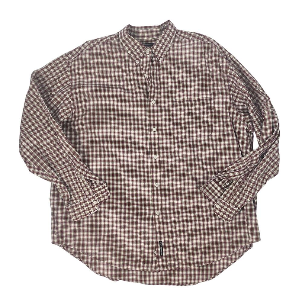 VTG Abercrombie & Fitch Shirt Men XL Button Up Shirt Red Plaid 90s 100% Cotton